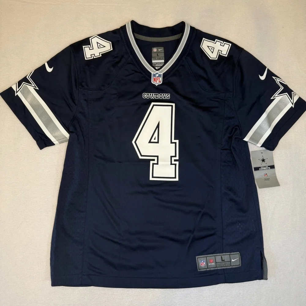 NWT NFL Nike Cowboys Dak Prescott Navy Blue Jersey Youth L 14/16‎